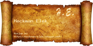 Heckman Elek névjegykártya